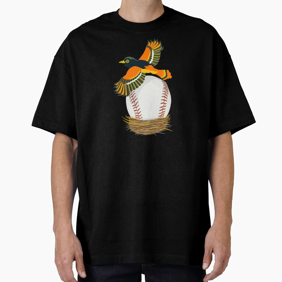 Play Ball Oriole Baseball Egg Nest T-Shirt - Trendy Graphic for Adults - T-Shirt, Sweatshirt, Hoodie