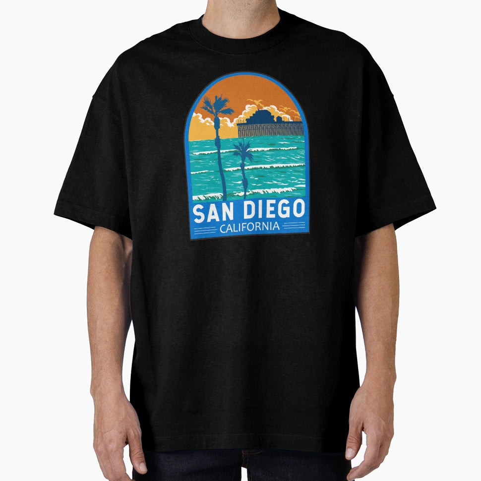San Diego California Travel Art Emblem T-Shirt - Minimalist Print Unisex - T-Shirt, Sweatshirt, Hoodie