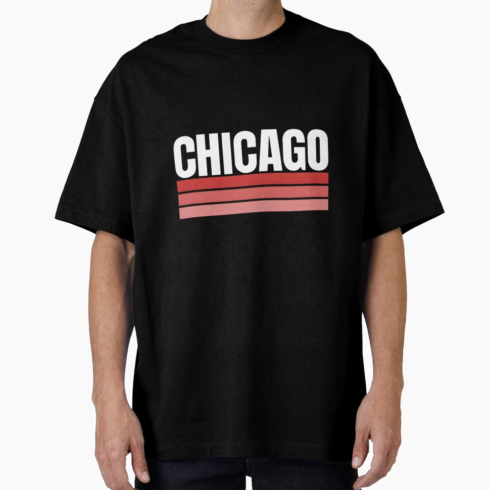 Fun Chicago Red Blue Striped Hometown T-Shirt - Aesthetic Graphic Unisex - T-Shirt, Sweatshirt, Hoodie