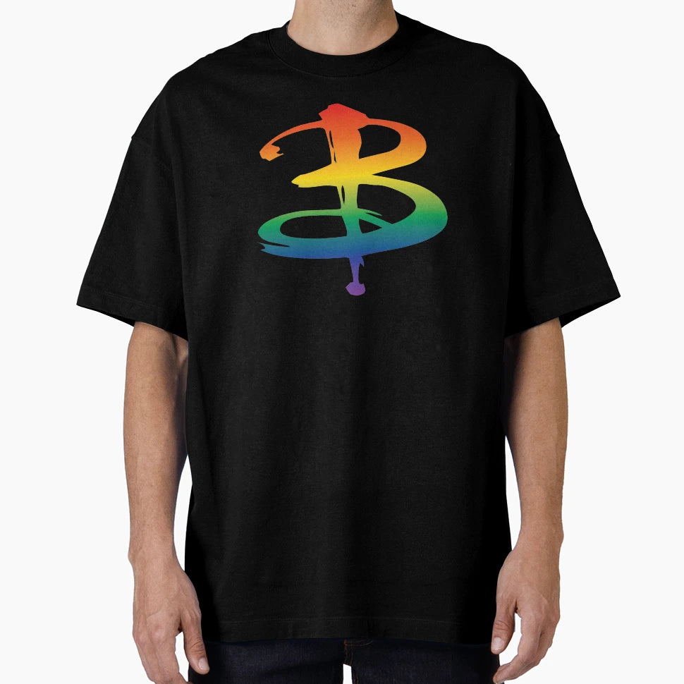 Rainbow Pride B Logo Buffy T-Shirt - Aesthetic Graphic Men Women - T-Shirt, Sweatshirt, Hoodie
