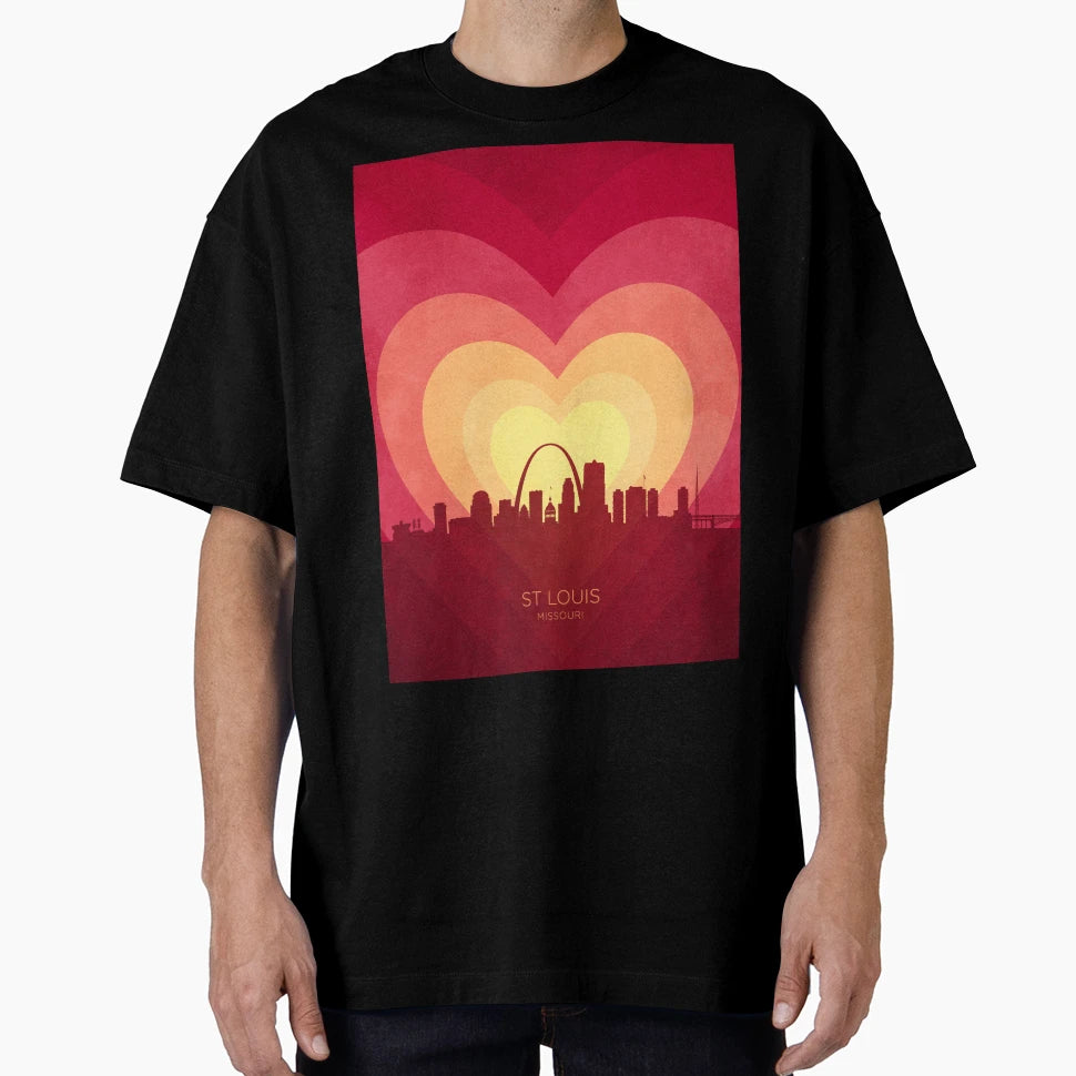 St Louis Missouri Skyline Hearts Red T-Shirt - Minimalist Print Unisex - T-Shirt, Sweatshirt, Hoodie