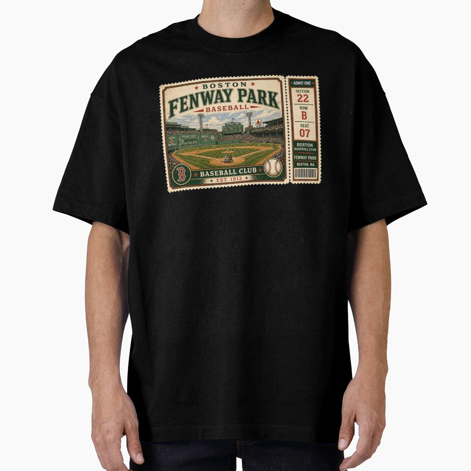 Boston Fenway Park Game Ticket T-Shirt - Casual Everyday Wear Men Women - T-Shirt, Sweatshirt, Hoodie