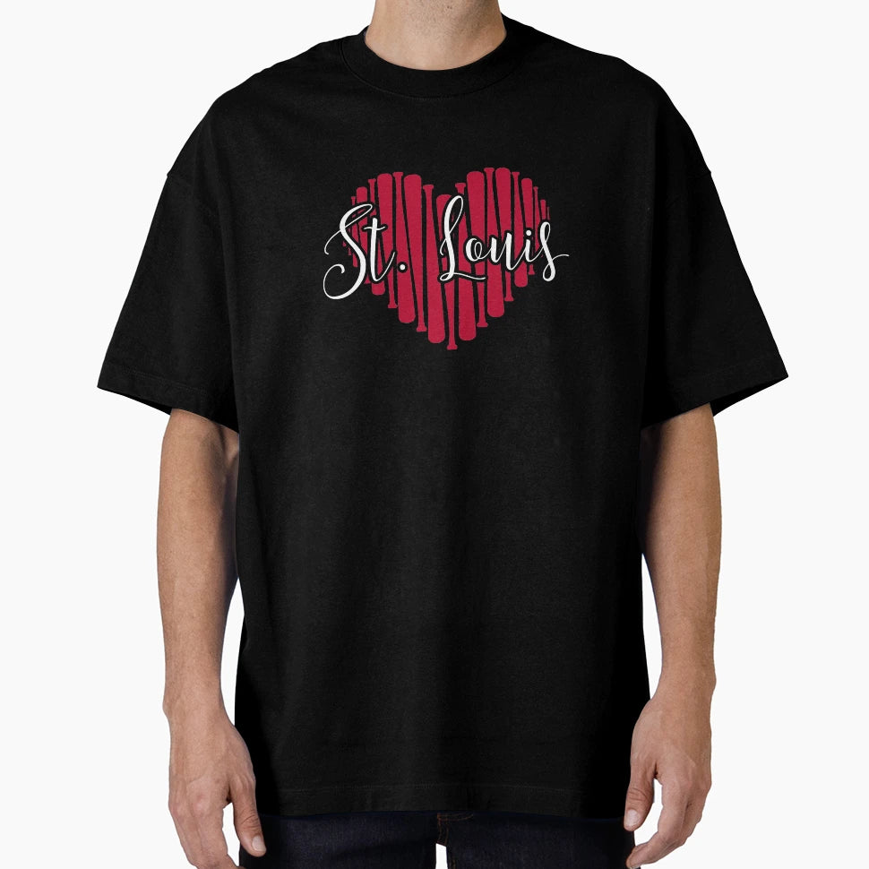 I Love St Louis Baseball Bat Heart T-Shirt - Graphic Print for Adults - T-Shirt, Sweatshirt, Hoodie