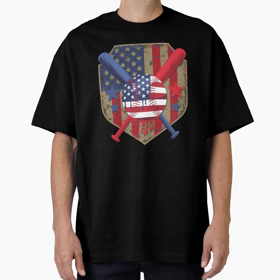 4Th July Baseball Drip Patriotic T-Shirt - Minimalist Print Unisex - T-Shirt, Sweatshirt, Hoodie