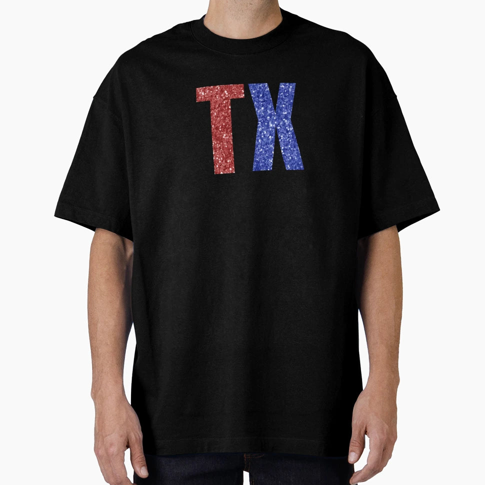 Red And Blue Glitter Tx T-Shirt - Fun Novelty Design for Adults - T-Shirt, Sweatshirt, Hoodie