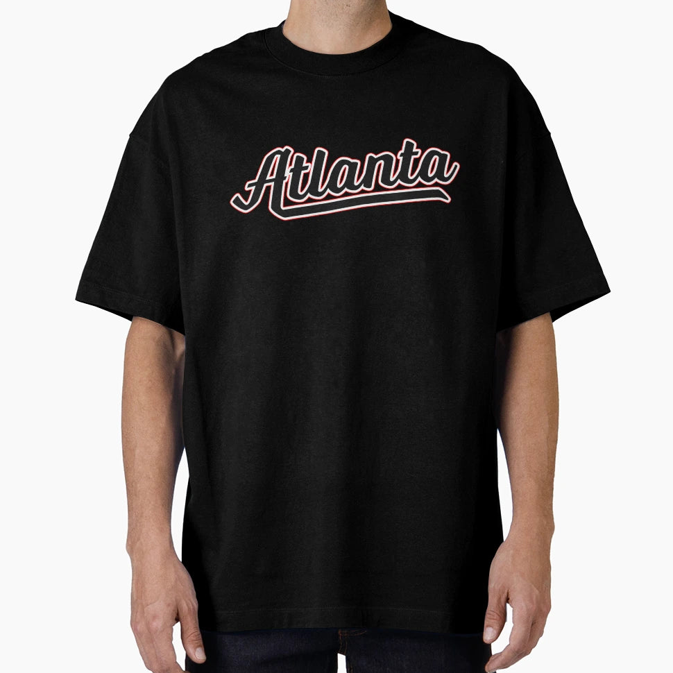 Atlanta Ga Sports Script Logo Navy T-Shirt - Casual Everyday Wear Men Women - T-Shirt, Sweatshirt, Hoodie