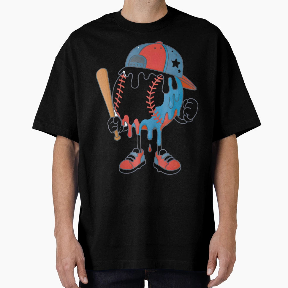 Drip Baseball Bat Red White Blue T-Shirt - Casual Everyday Wear Men Women - T-Shirt, Sweatshirt, Hoodie
