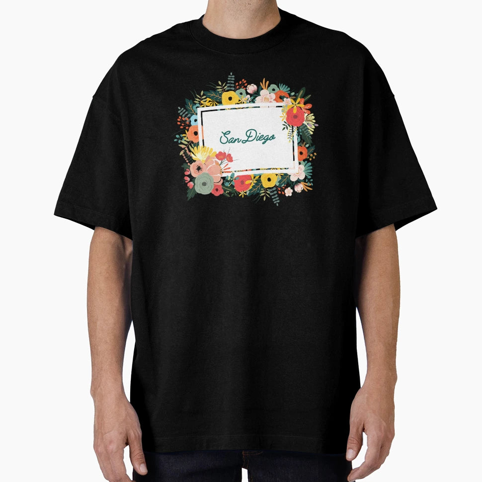 San Diego Flower Frame T-Shirt - Novelty Apparel Unisex - T-Shirt, Sweatshirt, Hoodie