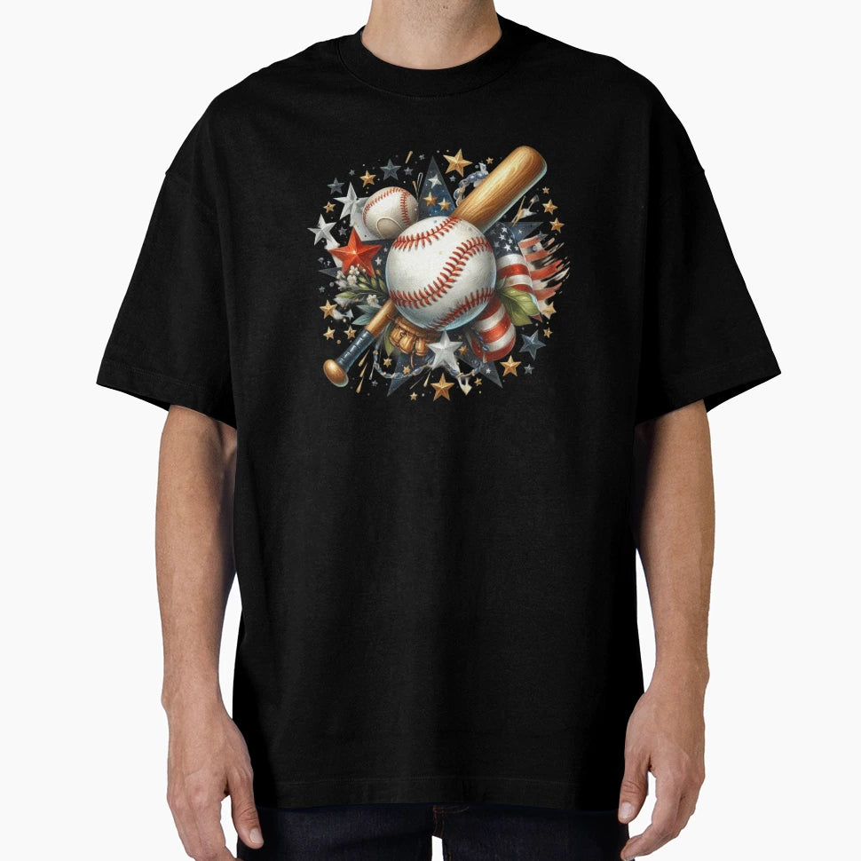 Baseball Baseball Hat Stars T-Shirt - Minimalist Print Men Women - T-Shirt, Sweatshirt, Hoodie