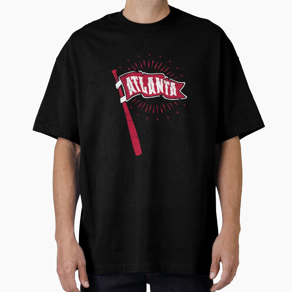 Atlanta Baseball Pennant And Bat T-Shirt - Casual Everyday Wear Men Women - T-Shirt, Sweatshirt, Hoodie