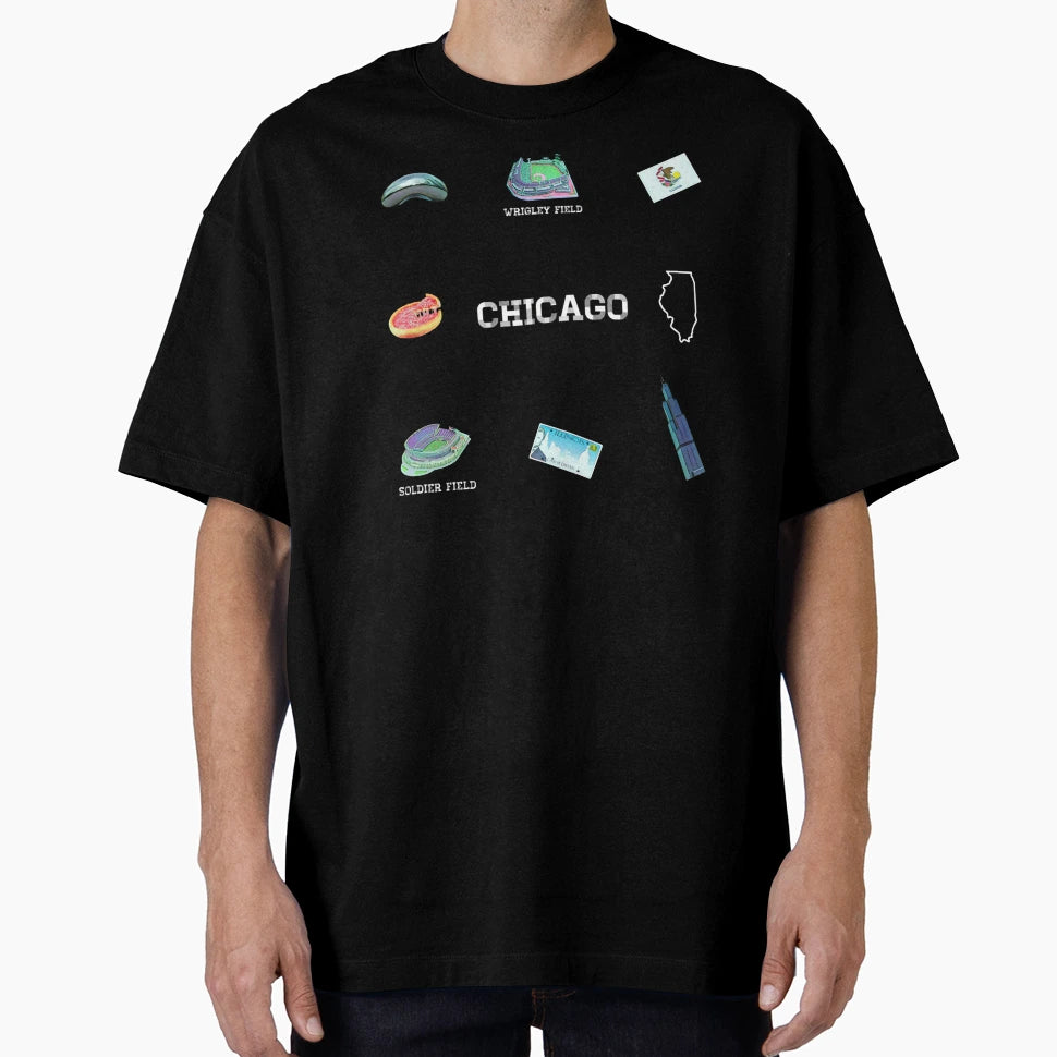 Chicago Illinois Sock Pattern Pizza T-Shirt - Custom Art Print for Adults - T-Shirt, Sweatshirt, Hoodie