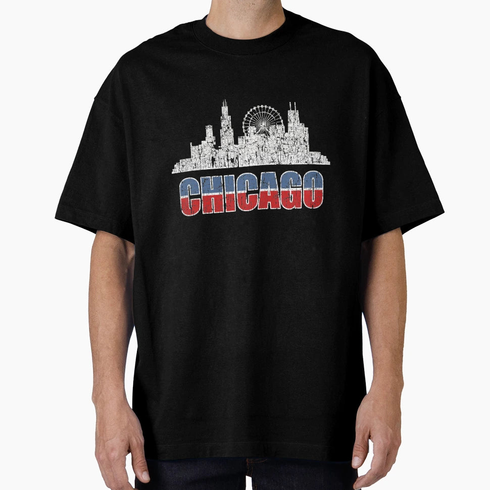 Chicago Illinois Usa Distressed Grunge T-Shirt - Streetwear Style Men Women - T-Shirt, Sweatshirt, Hoodie