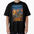 Houston Texas Skyline Sunset Space T-Shirt - Unique Graphic Men Women - T-Shirt, Sweatshirt, Hoodie