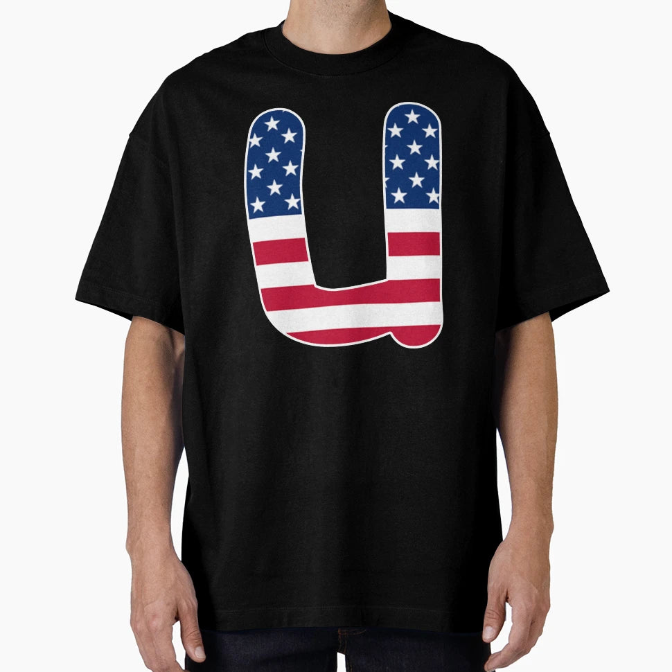 Letter U Lower Case Alphabet American T-Shirt - Novelty Apparel Unisex - T-Shirt, Sweatshirt, Hoodie