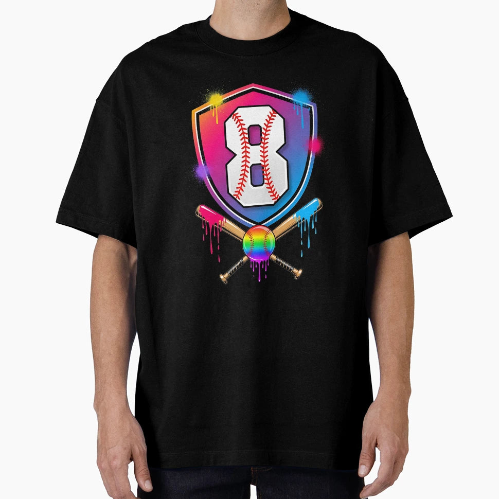 Baseball Drip 8Th Birthday Home Plate T-Shirt - Trendy Graphic for Adults - T-Shirt, Sweatshirt, Hoodie