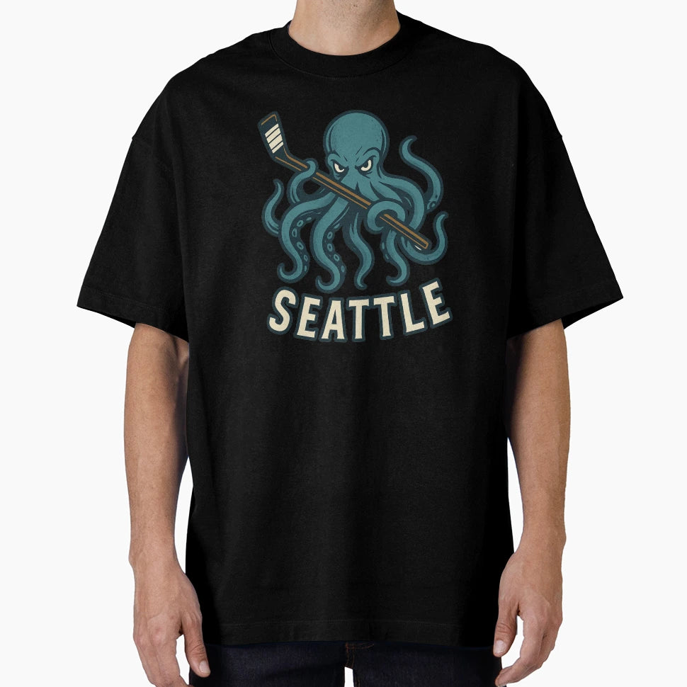 Seattle Kraken Beast Hockey Fan Art T-Shirt - Novelty Apparel for Adults - T-Shirt, Sweatshirt, Hoodie