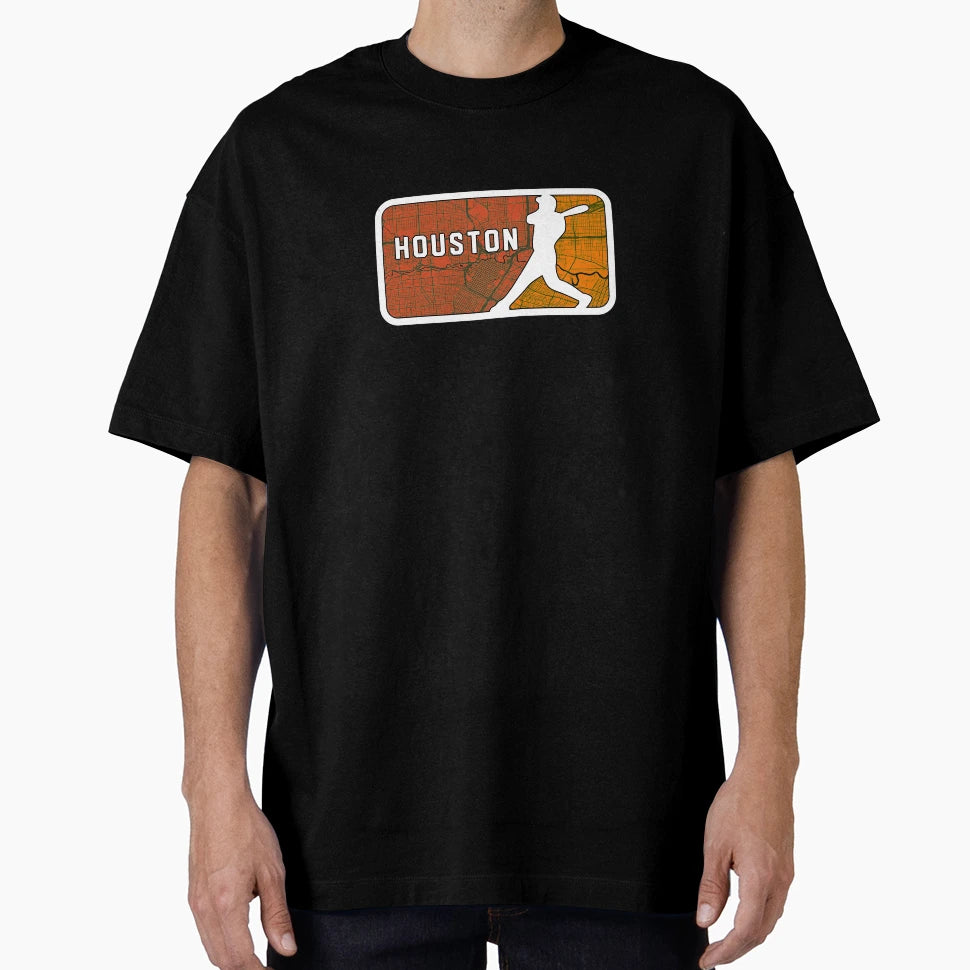 Houston Baseball Player Street Map T-Shirt - Streetwear Style Men Women - T-Shirt, Sweatshirt, Hoodie