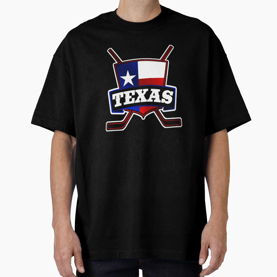 Texas Hockey Flag Logo T-Shirt - Minimalist Print Men Women - T-Shirt, Sweatshirt, Hoodie