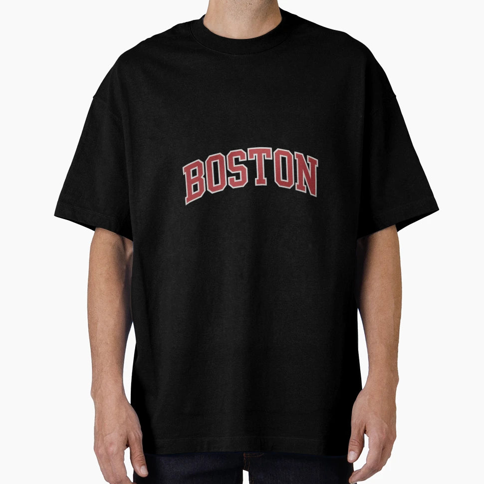 Boston Ma Varsity Red Text T-Shirt - Minimalist Print Men Women - T-Shirt, Sweatshirt, Hoodie