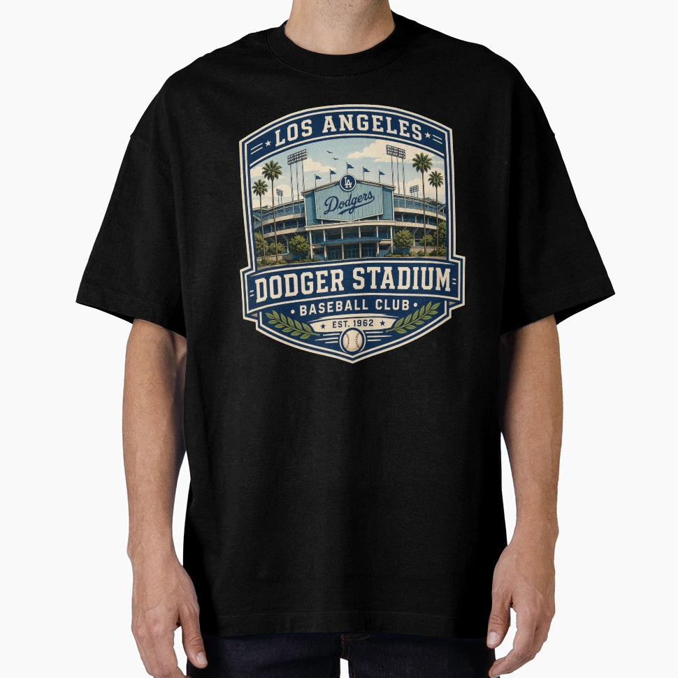 Los Angeles Stadium Exterior Baseball T-Shirt - Novelty Apparel for Adults - T-Shirt, Sweatshirt, Hoodie