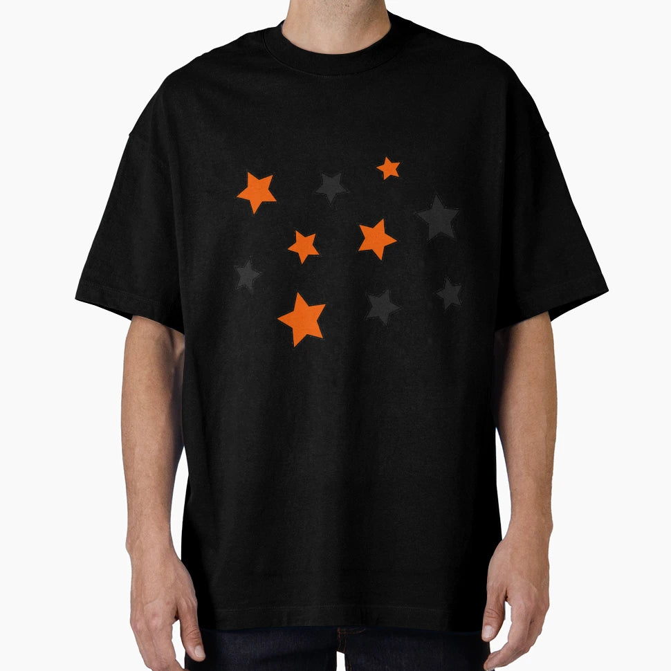 Orange And Black Stars School And T-Shirt - Aesthetic Graphic for Adults - T-Shirt, Sweatshirt, Hoodie