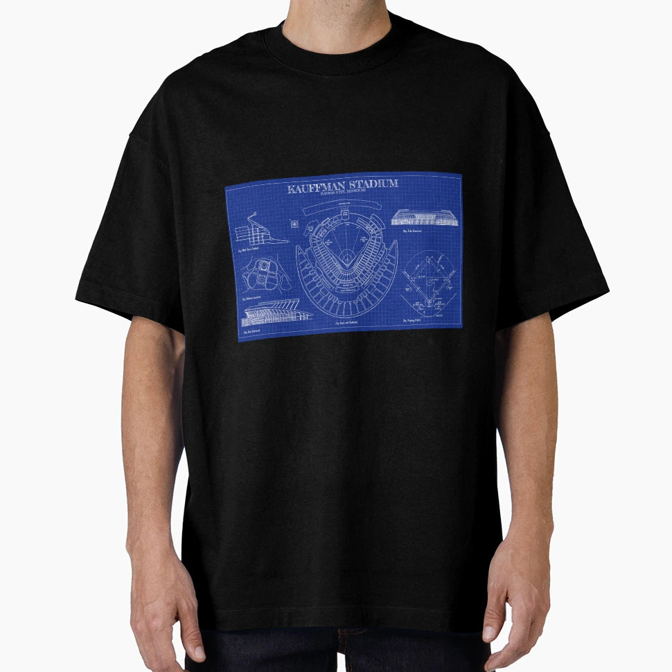 Kauffman Stadium Blueprint T-Shirt - Casual Everyday Wear for Adults - T-Shirt, Sweatshirt, Hoodie