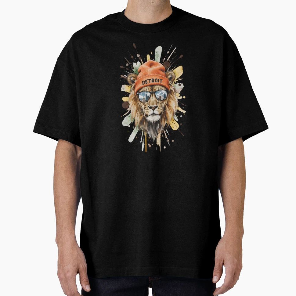 Detroit Lion T-Shirt - Minimalist Print Men Women - T-Shirt, Sweatshirt, Hoodie