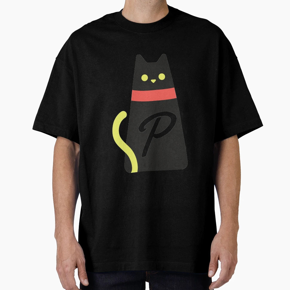 Alphabet Initial Letter P And Black T-Shirt - Aesthetic Graphic for Adults - T-Shirt, Sweatshirt, Hoodie