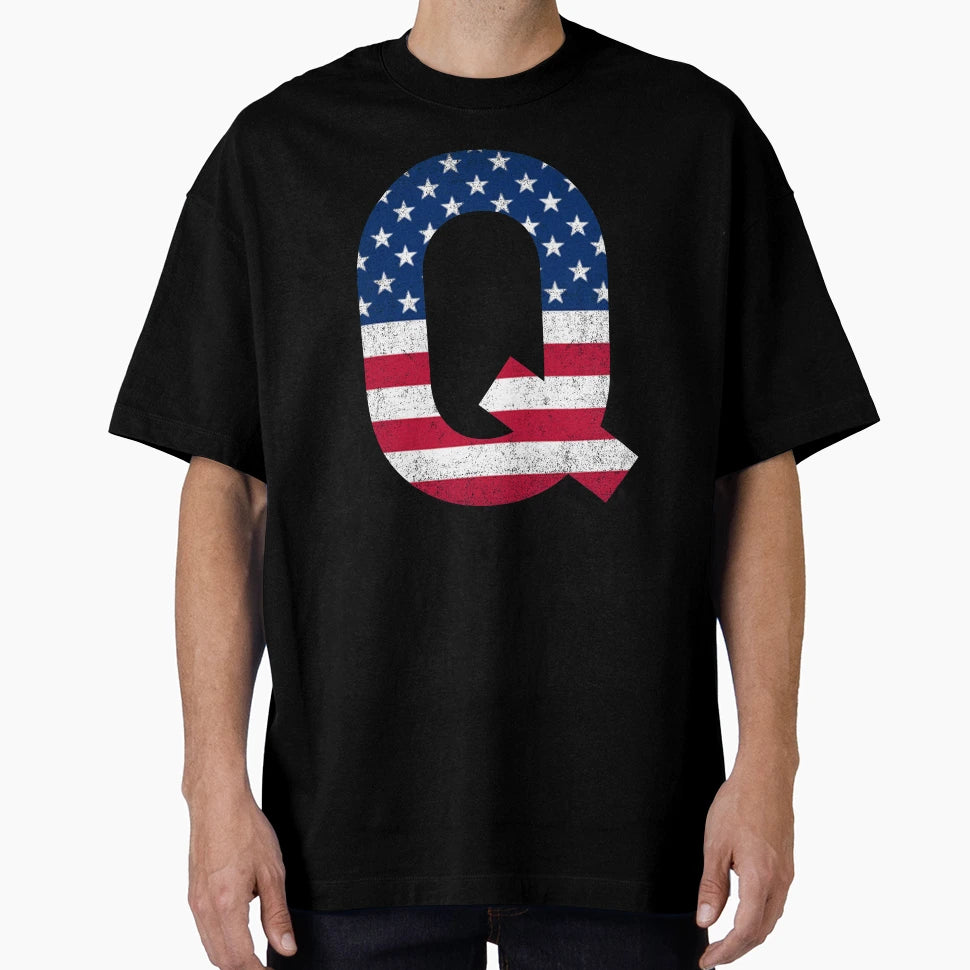 Letter Q Capital Alphabet American T-Shirt - Casual Everyday Wear Unisex - T-Shirt, Sweatshirt, Hoodie