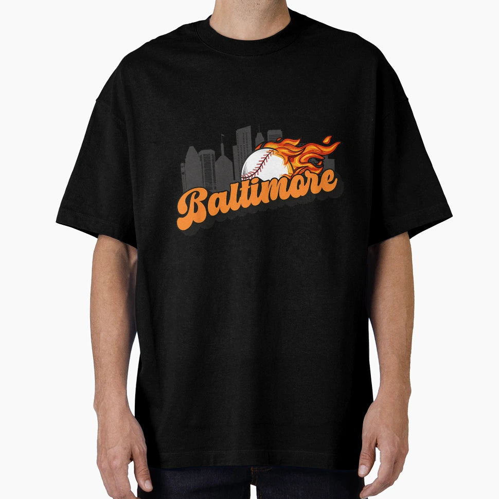Baltimore Baseball City Skyline T-Shirt - Unique Graphic for Adults - T-Shirt, Sweatshirt, Hoodie