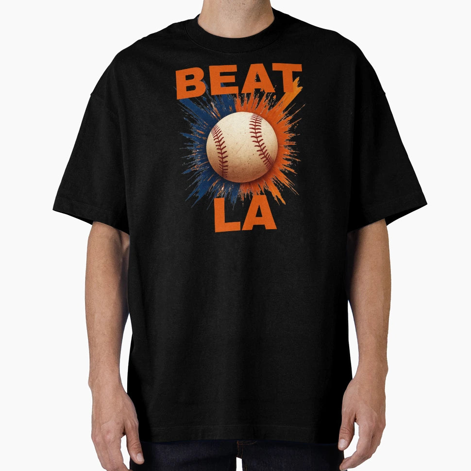 Beat La Sd Orange Text T-Shirt - Graphic Print Men Women - T-Shirt, Sweatshirt, Hoodie