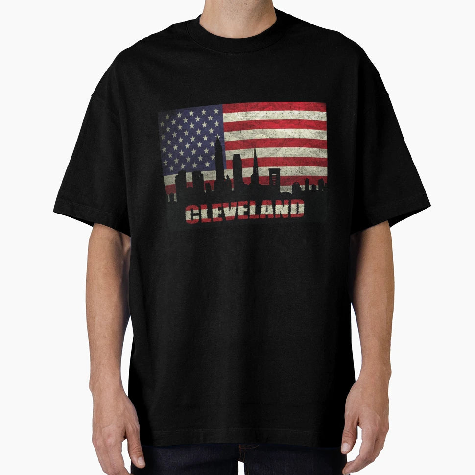 Cleveland City Usa Flag T-Shirt - Custom Art Print Men Women - T-Shirt, Sweatshirt, Hoodie