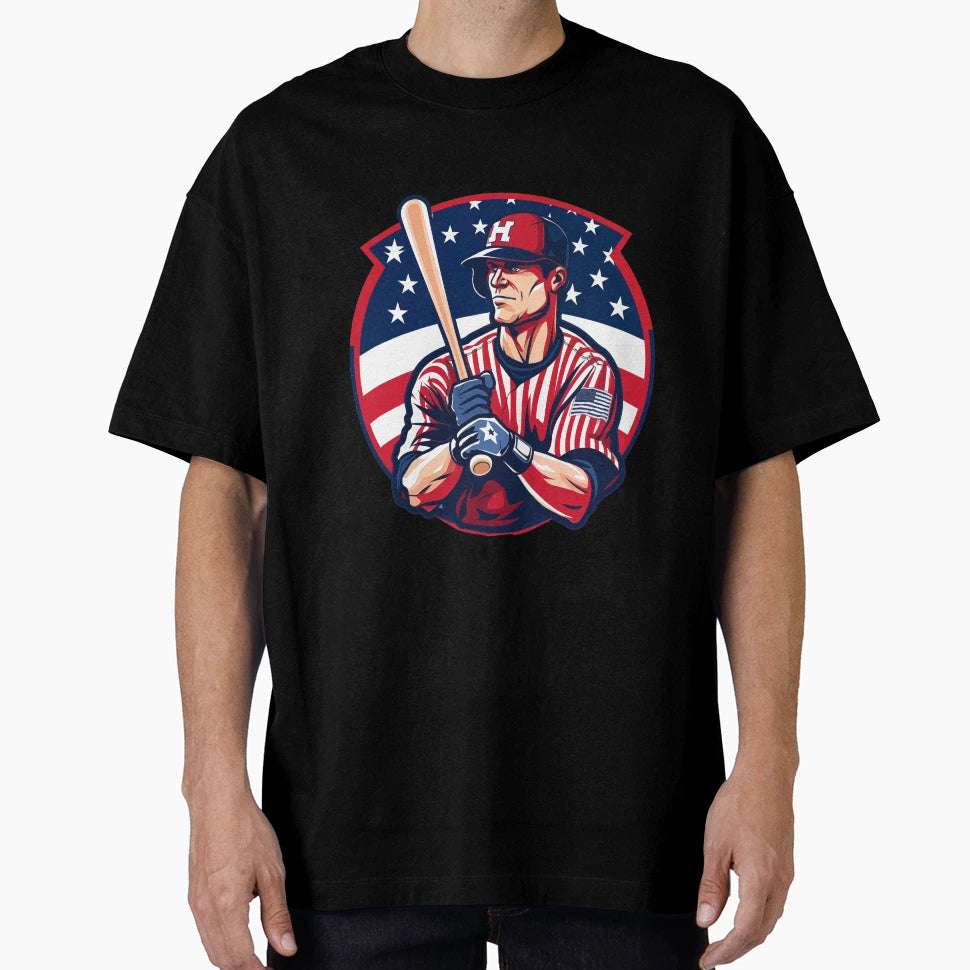 Usa American Baseball Player Softball T-Shirt - Custom Art Print Unisex - T-Shirt, Sweatshirt, Hoodie