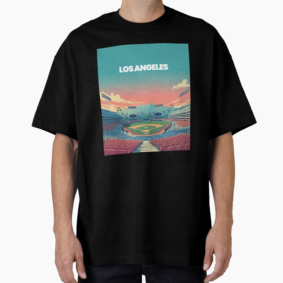 Los Angeles Sunset Ballpark Minimalist T-Shirt - Novelty Apparel Unisex - T-Shirt, Sweatshirt, Hoodie