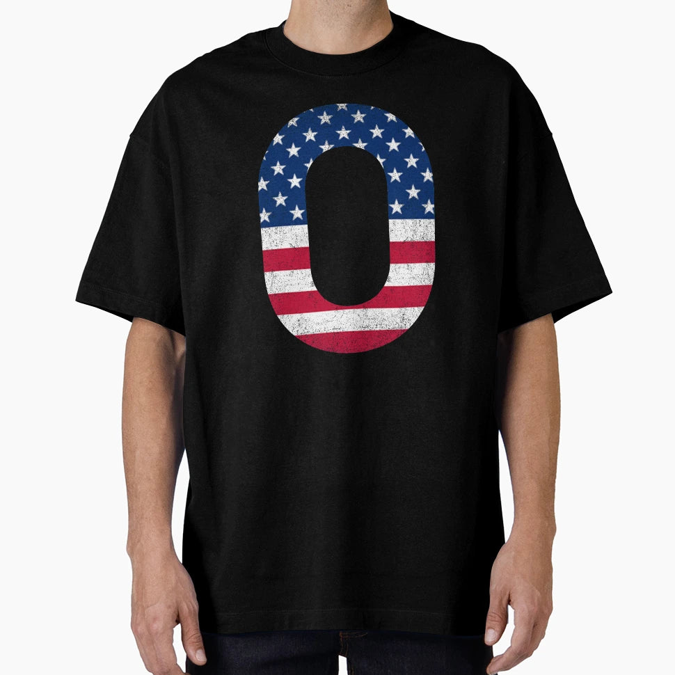 Letter O Capital Alphabet American Flag O T-Shirt - Novelty Apparel Unisex - T-Shirt, Sweatshirt, Hoodie