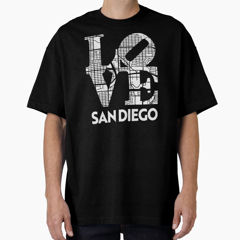 Love San Diego City Map From San T-Shirt - Custom Art Print Men Women - T-Shirt, Sweatshirt, Hoodie