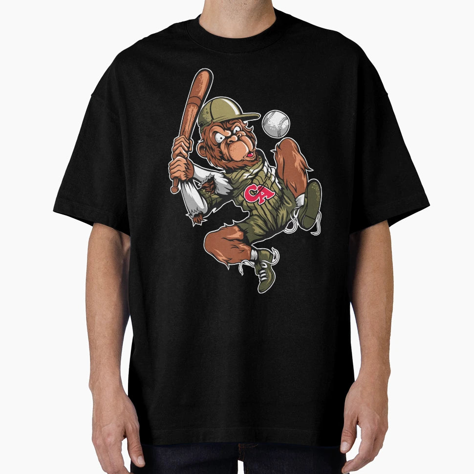 Baseball Monkey Teak T-Shirt - Fun Novelty Design Unisex - T-Shirt, Sweatshirt, Hoodie
