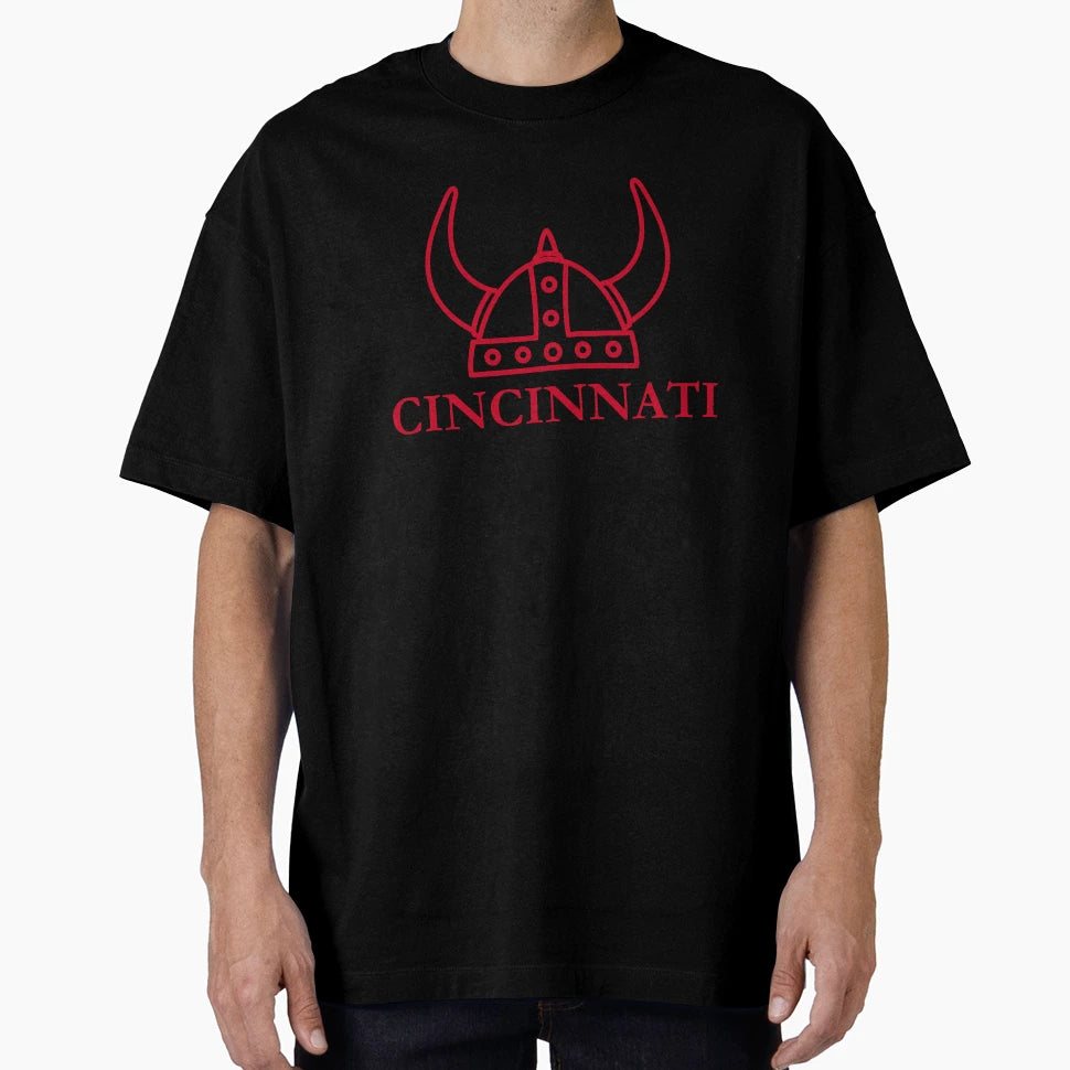 Cincinnati Viking Helmet Baseball T-Shirt - Novelty Apparel for Adults - T-Shirt, Sweatshirt, Hoodie