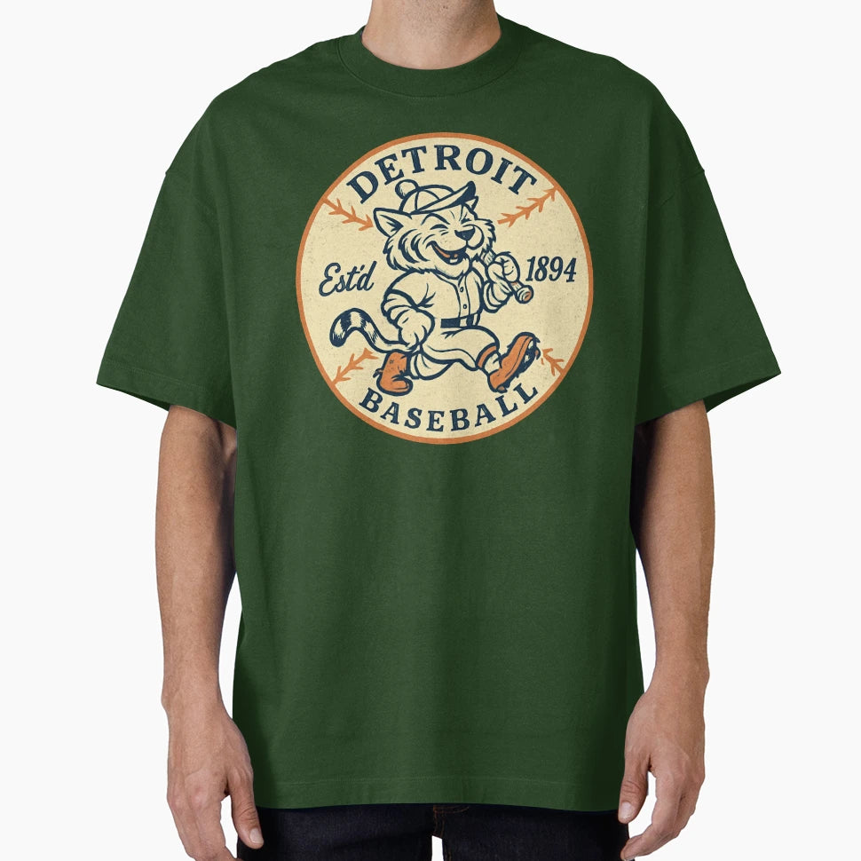 Detroit Baseball Cat Mascot T-Shirt - Trendy Graphic Unisex - T-Shirt, Sweatshirt, Hoodie