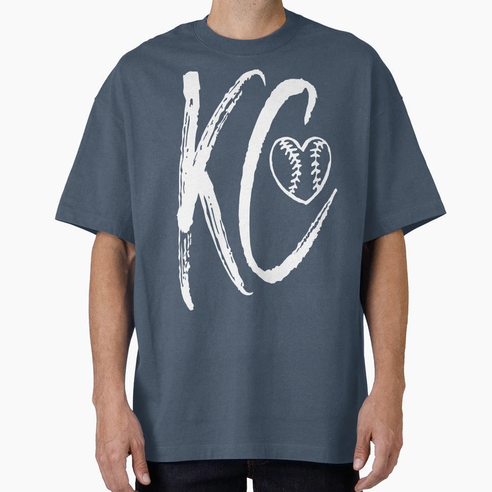Kansas City Baseball Heart I Love Kc T-Shirt - Unique Graphic for Adults - T-Shirt, Sweatshirt, Hoodie