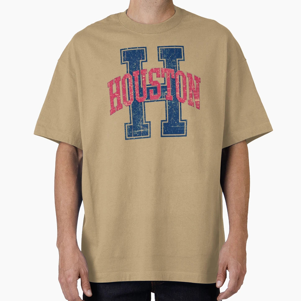 Distressed Collegiate Houston T-Shirt - Trendy Graphic for Adults - T-Shirt, Sweatshirt, Hoodie