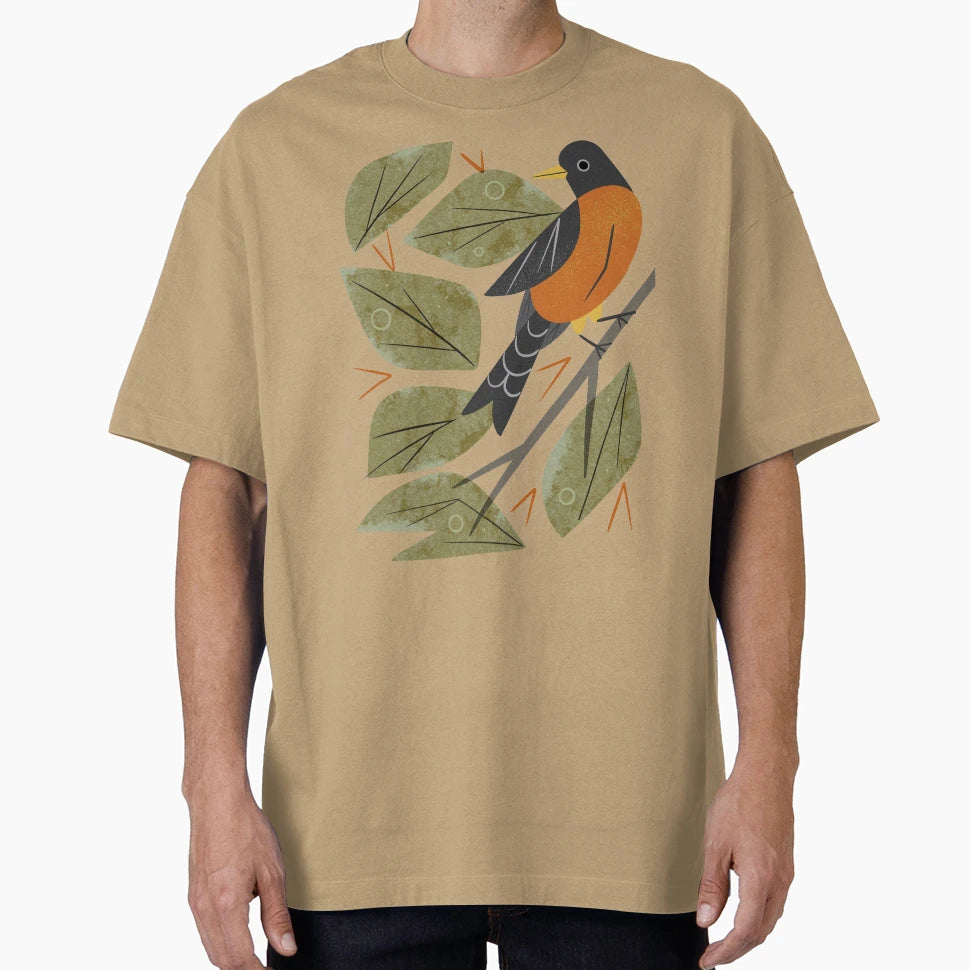 Perching Robin T-Shirt - Unique Graphic Men Women - T-Shirt, Sweatshirt, Hoodie