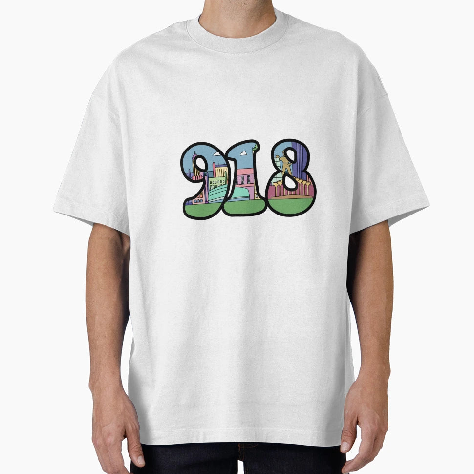 Tulsa 918 Area Code Skyline T-Shirt - Custom Art Print Men Women - T-Shirt, Sweatshirt, Hoodie