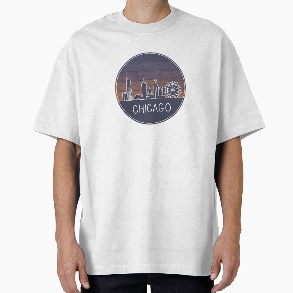 Chicago Skyline Sunset T-Shirt - Streetwear Style for Adults - T-Shirt, Sweatshirt, Hoodie