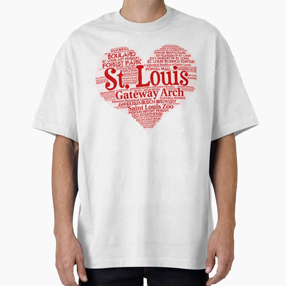 Heart St Louis Heart Word Cloud Products T-Shirt - Graphic Print for Adults - T-Shirt, Sweatshirt, Hoodie