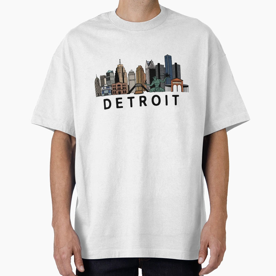 Detroit Skyline T-Shirt - Fun Novelty Design Men Women - T-Shirt, Sweatshirt, Hoodie