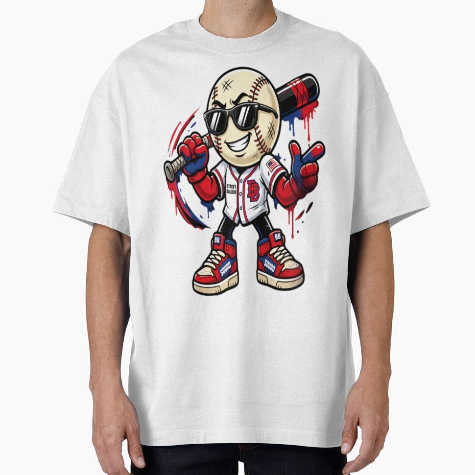 Red White Blue Baseball Rebel T-Shirt - Casual Everyday Wear Men Women - T-Shirt, Sweatshirt, Hoodie
