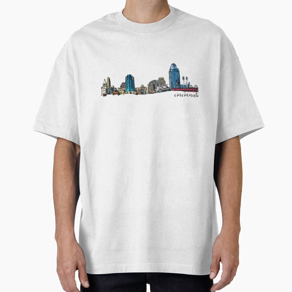 Cincinnati Skyline Outline T-Shirt - Novelty Apparel for Adults - T-Shirt, Sweatshirt, Hoodie