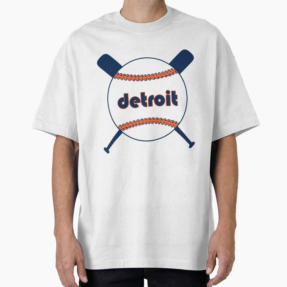 Detroit Throwback Baseball Crossed Bats T-Shirt - Minimalist Print Unisex - T-Shirt, Sweatshirt, Hoodie