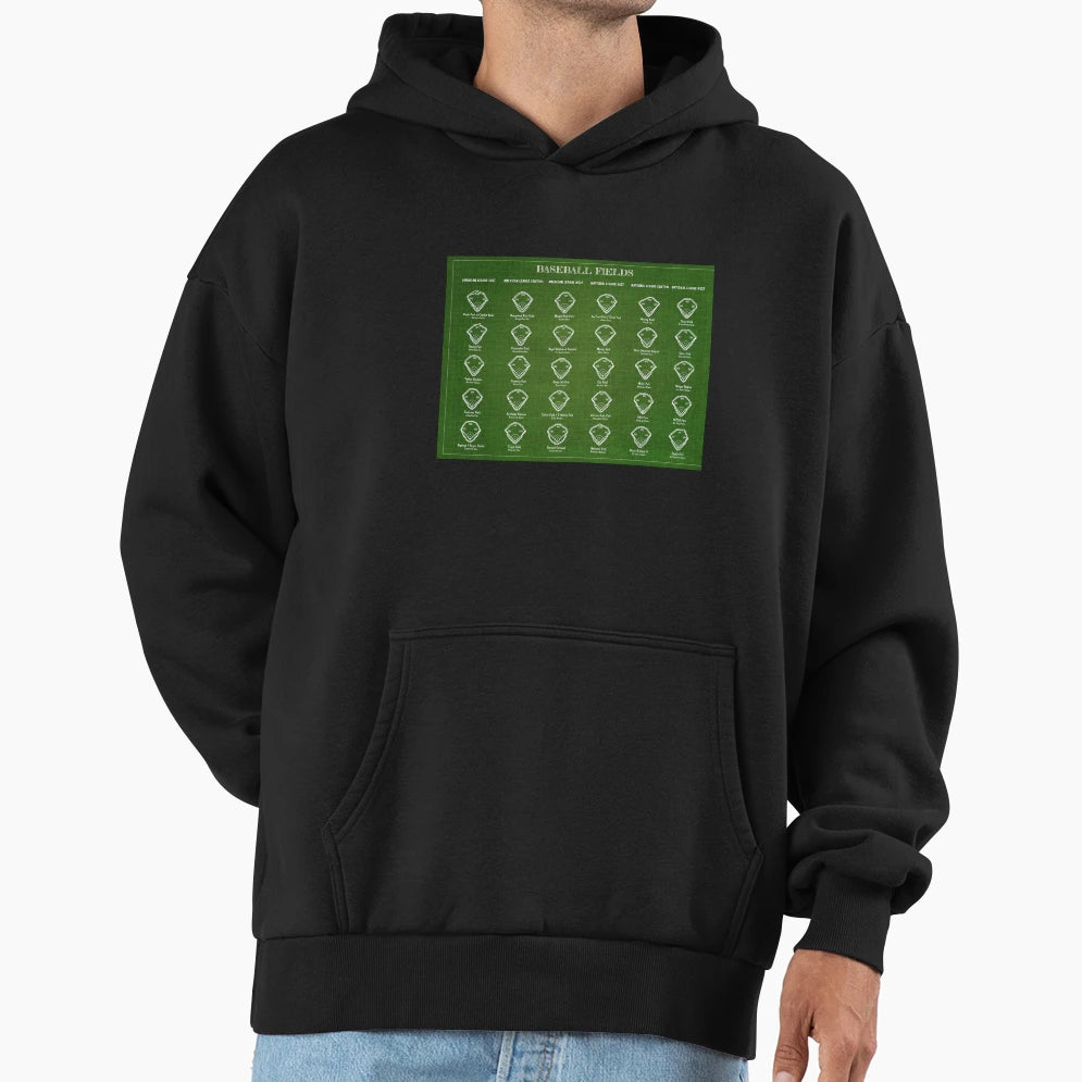 Baseball Fields Green Version Hoodie - Graphic Print Men Women - T-Shirt, Sweatshirt, Hoodie